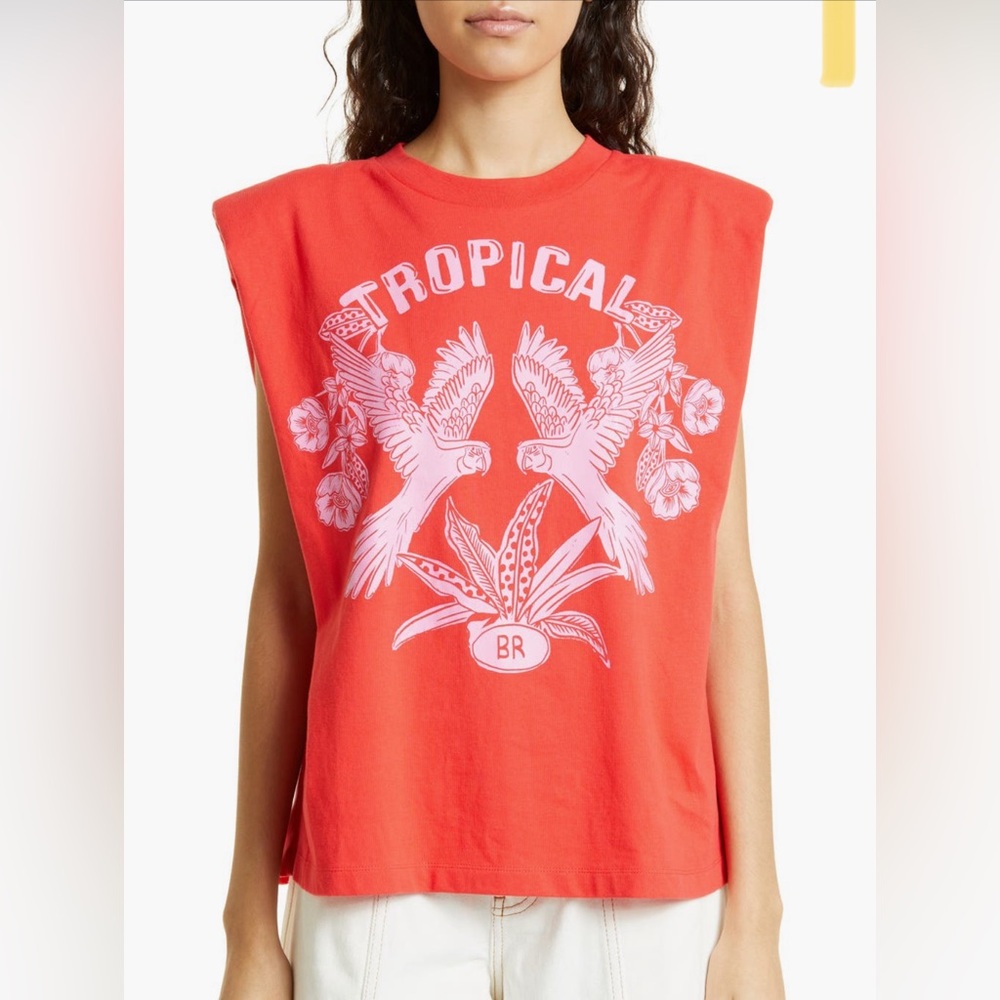 Farm Rio Tropical shoulder pad top